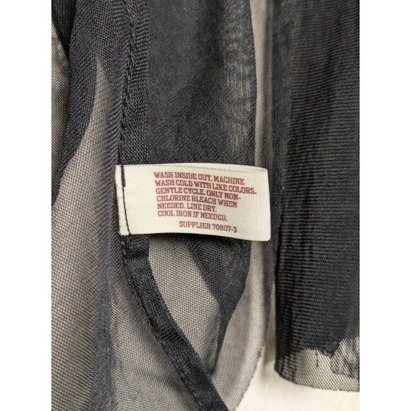 Black Sheer Mesh Embroidered Bell Sleeve Boho Festival Top Size XS Arizona Jeans - Picture 4 of 9